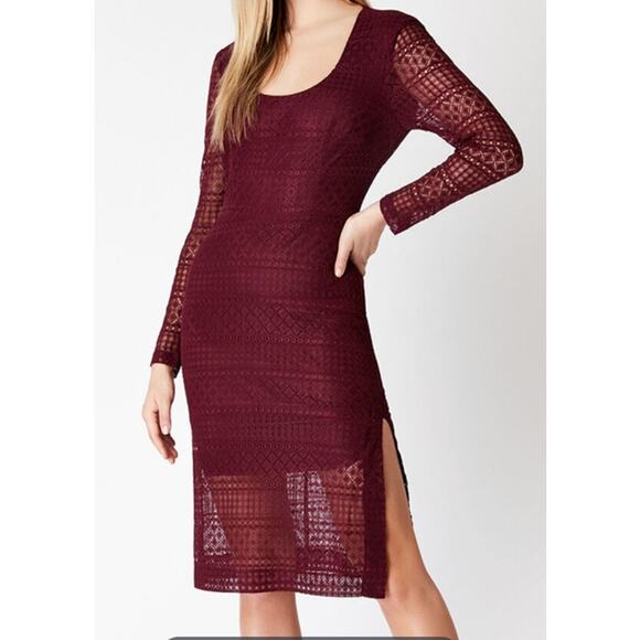 Bardot dress burgundy Marion lace - Picture 1 of 8